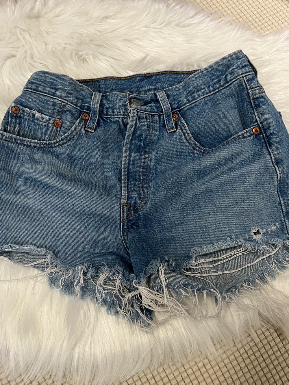 Levi's Distressed Blue Cutoff Denim Shorts